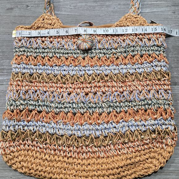 Sun 'N' Sand Straw Woven Shoulder Bag Zip Closure Multi Color Purse - Picture 5 of 7